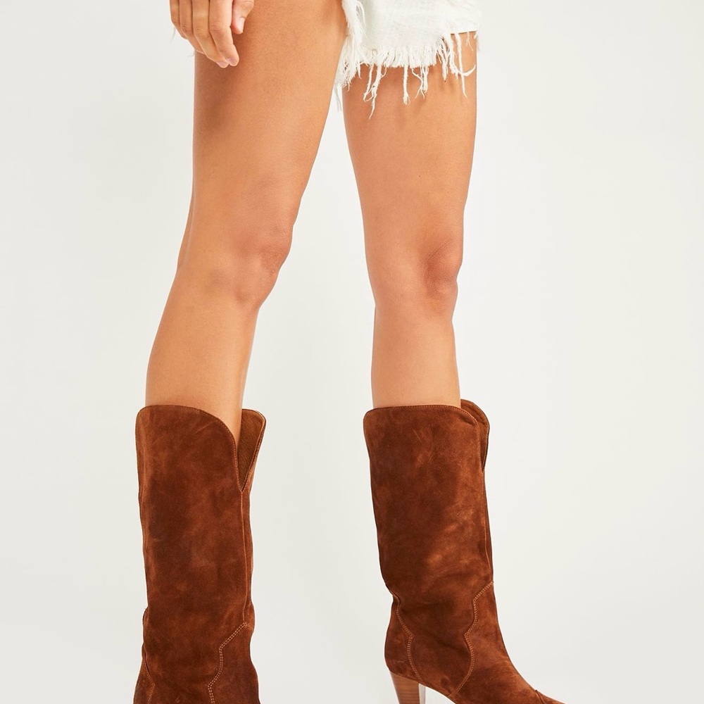Free People Brown Suede Heeled Boots
